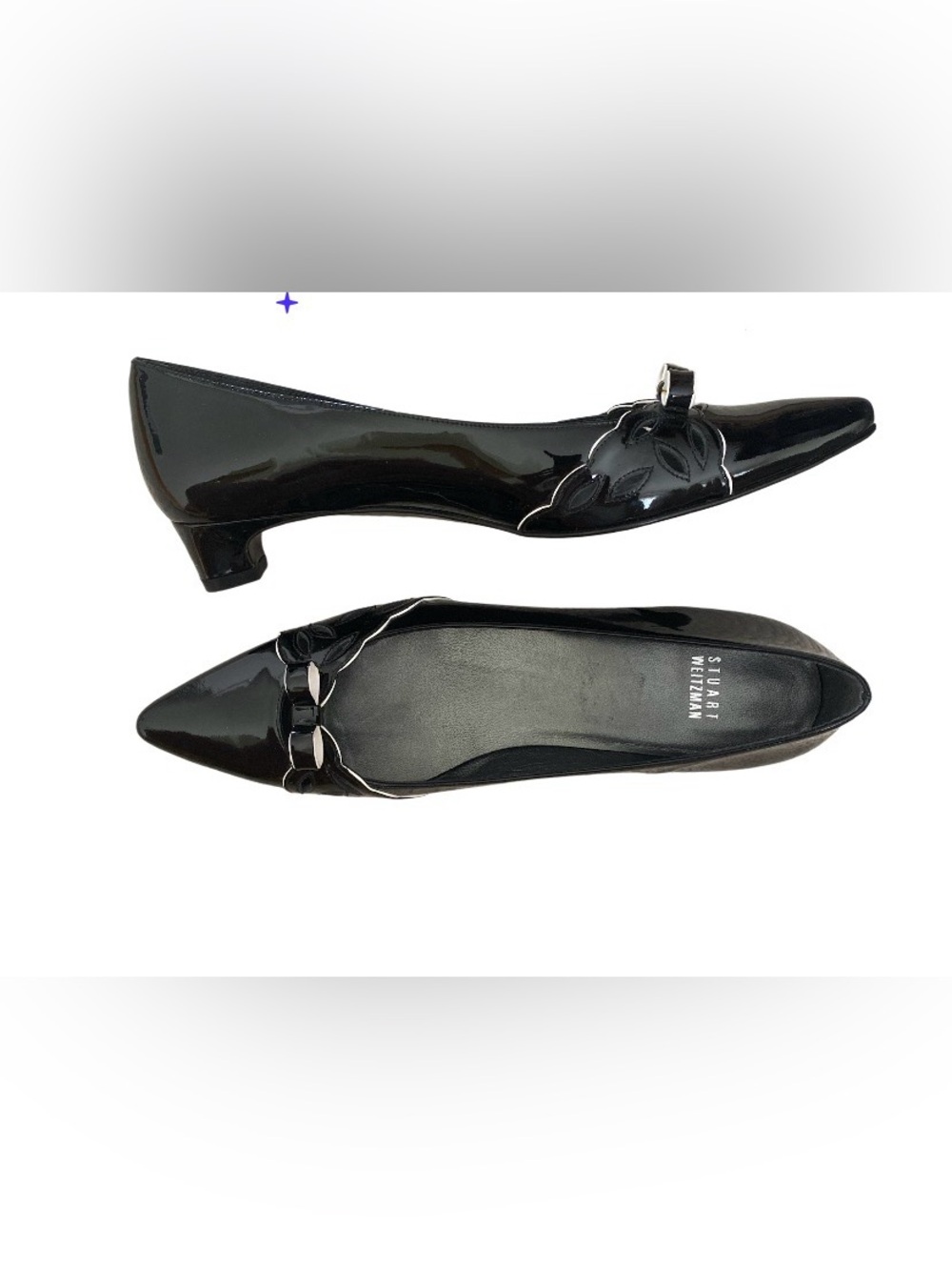 NWOT Stuart Weitzman Gold Kitten Heel size 9.5 patent leather black 2” heel